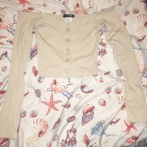 Talk that talk off shoulder top - Nude